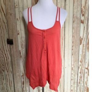 Stateside coral double strap Henley tank size small